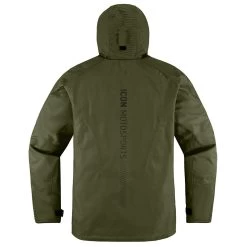 Icon PDX3 Rain Jackets -Motorcycle Equipment PDX3JacketOliveBack