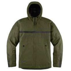 Icon PDX3 Rain Jackets -Motorcycle Equipment PDX3JacketOliveFront