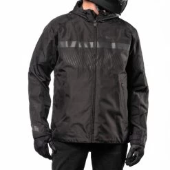 Icon PDX3 Rain Jackets -Motorcycle Equipment PDX3Jacket Black Front