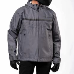 Icon PDX3 Rain Jackets -Motorcycle Equipment PDX3Jacket Grey Front